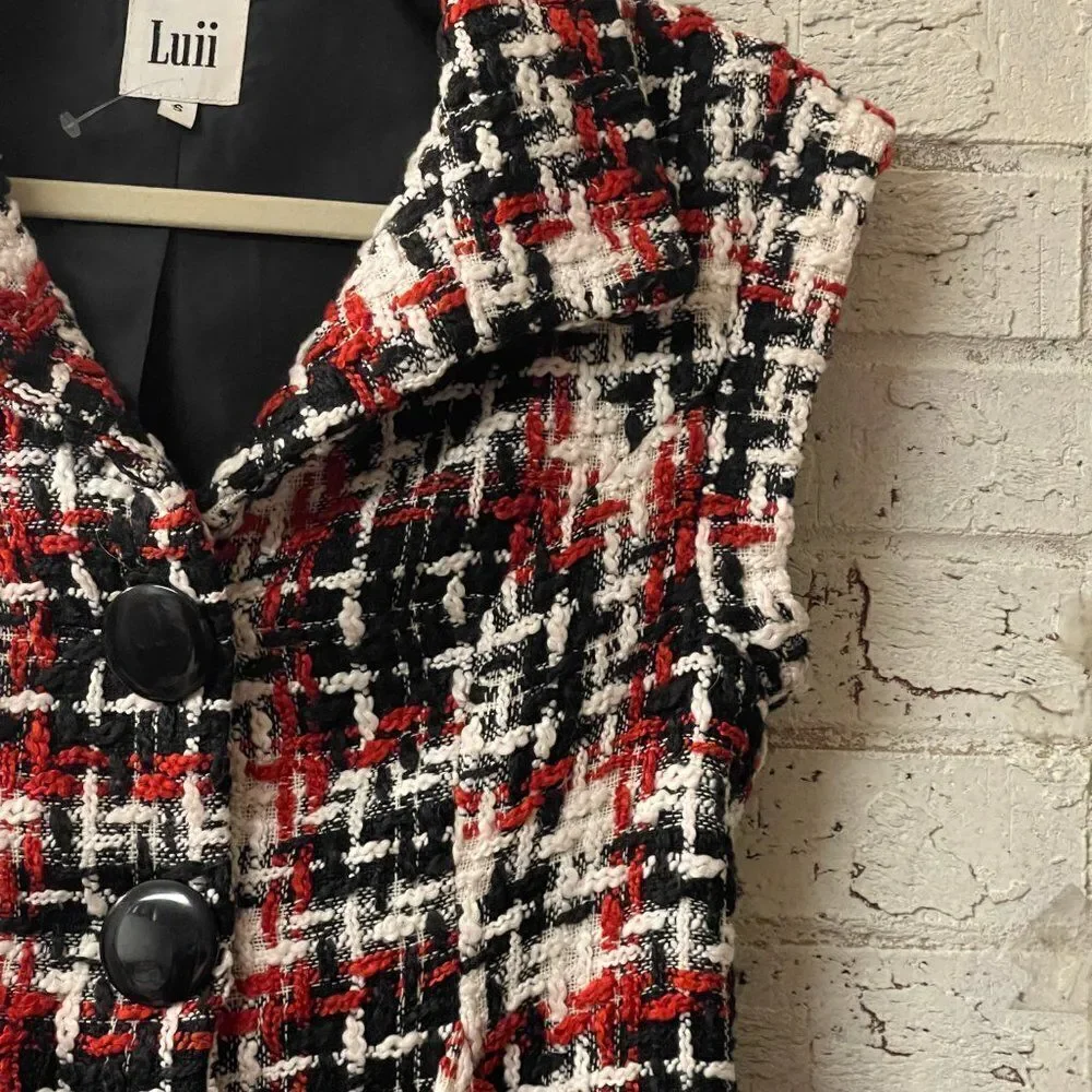 Luii Tweed Red Black Vest Small